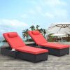 Outdoor Patio Chaise Lounge Chair,Lying in bed with PE Rattan and Steel Frame,PE Wickers,Pool Recliners with Elegant Reclining Adjustable Backrest and