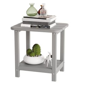 18"x15" Side Table Patio Adirondack Small End Table All Weather HDPE Water Resistant 2 Tier Rectangular Outside Table for Pool, Garden, Beach Gray (Color: GRAY)