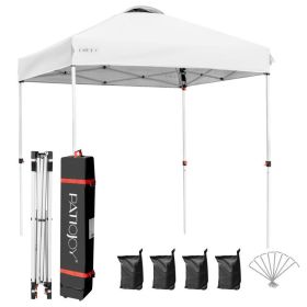 6.6 x 6.6 Feet Outdoor Pop-up Canopy Tent with Roller Bag (Color: White)