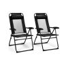 2 Pieces Patio Adjustable Folding Recliner Chairs with 7 Level Adjustable Backrest