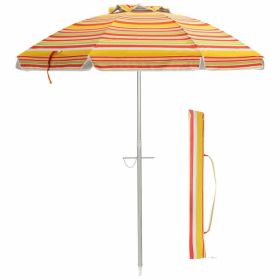 6.5 Feet Beach Umbrella with Carry Bag without Weight Base (Color: Orange)