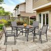 MEOOEM Patio Dining Chairs 2PCS Outdoor Metal Textilene Outdoor Dining Chairs; Durable for Lawn Garden Backyard Pool All Weather