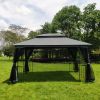 13x10 Outdoor Patio Gazebo Canopy Tent With Ventilated Double Roof And Mosquito net(Detachable Mesh Screen On All Sides); Suitable for Lawn;  Garden;