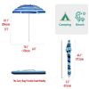 SUNNYFEEL Beach Umbrella 6ft, Portable Outdoor Umbrellas with Carry Bag Sand Anchor Push Button Tilt Pole UPF50+ UV Protection Windproof Sunshade Para