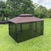 13x10 Outdoor Patio Gazebo Canopy Tent With Ventilated Double Roof And Mosquito net(Detachable Mesh Screen On All Sides); Suitable for Lawn;  Garden;