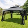 13x10 Outdoor Patio Gazebo Canopy Tent With Ventilated Double Roof And Mosquito net(Detachable Mesh Screen On All Sides); Suitable for Lawn;  Garden;