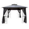 10x10 Outdoor Patio Gazebo Canopy Tent With Ventilated Double Roof And Mosquito net(Detachable Mesh Screen On All Sides); Suitable for Lawn;  Garden;