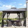 10x10 Outdoor Patio Gazebo Canopy Tent With Ventilated Double Roof And Mosquito net(Detachable Mesh Screen On All Sides); Suitable for Lawn;  Garden;