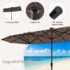 13FT Double-sided Patio Umbrella with Solar Lights for Garden Pool Backyard