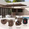 13FT Double-sided Patio Umbrella with Solar Lights for Garden Pool Backyard