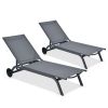 6-Position Adjustable Fabric Outdoor Patio Recliner Chair