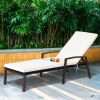 Outdoor Adjustable Reclining Patio Rattan Lounge Chair with Adjustable Backrest