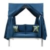 Outdoor Patio Sunbed with Curtains, High Comfort, Suitable for Multiple Scenarios