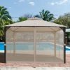 12 x 10 Feet Outdoor Double Top Patio Gazebo with Netting