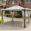 12 x 10 Feet Outdoor Double Top Patio Gazebo with Netting