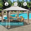 12 x 10 Feet Outdoor Double Top Patio Gazebo with Netting