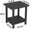 18"x15" Side Table Patio Adirondack Small End Table All Weather HDPE Water Resistant 2 Tier Rectangular Outside Table for Pool, Garden, Beach Gray