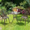 Patio Balcony Stylish Cast Aluminum Bistro Bar Table  Chair 3 Pcs Set