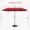 13 Feet Double-Sided Patio Twin Table Umbrella with Crank Handle