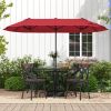 13 Feet Double-Sided Patio Twin Table Umbrella with Crank Handle