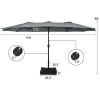 15 Feet Double-Sided Twin Patio Umbrella with Crank and Base