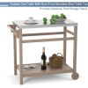 Outdoor Prep Cart Dining Table for Pizza Oven;  Patio Grilling Backyard BBQ Grill Cart