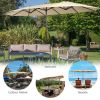 15 Feet Double-Sided Twin Patio Umbrella with Crank and Base