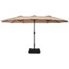 15 Feet Double-Sided Twin Patio Umbrella with Crank and Base