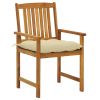 Patio Chairs with Cushions 4 pcs Solid Acacia Wood