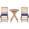 3 Pieces Patio Folding Bistro Set with Padded Cushion and Round Coffee Table