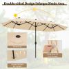 13 Feet Double-Sided Patio Twin Table Umbrella with Crank Handle