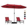 13 Feet Double-Sided Patio Twin Table Umbrella with Crank Handle