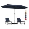 13 Feet Double-Sided Patio Twin Table Umbrella with Crank Handle