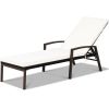 Outdoor Adjustable Reclining Patio Rattan Lounge Chair with Adjustable Backrest