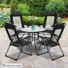 2 Pieces Patio Adjustable Folding Recliner Chairs with 7 Level Adjustable Backrest