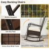 3 Piece Patio Rocking Set Wicker Rocking Chairs with 2-Tier Coffee Table