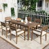 [Not allowed to sell to Wayfair] Acacia Wood Outdoor Dining Table And Chairs Suitable For Patio; Balcony Or Backyard