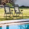 2 Pieces Patio Adjustable Folding Recliner Chairs with 7 Level Adjustable Backrest