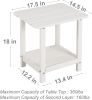 18"x15" Side Table Patio Adirondack Small End Table All Weather HDPE Water Resistant 2 Tier Rectangular Outside Table for Pool, Garden, Beach Gray