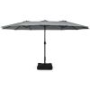 15 Feet Double-Sided Twin Patio Umbrella with Crank and Base