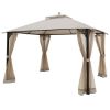 12 x 10 Feet Outdoor Double Top Patio Gazebo with Netting