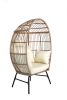 Outdoor Garden Wicker Egg Chair And Footstool Patio Chaise, With Cushions, Outdoor Indoor Basket Chair