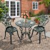 Patio Balcony Stylish Cast Aluminum Bistro Bar Table  Chair 3 Pcs Set