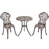 Patio Balcony Stylish Cast Aluminum Bistro Bar Table  Chair 3 Pcs Set