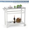 Outdoor Prep Cart Dining Table for Pizza Oven;  Patio Grilling Backyard BBQ Grill Cart