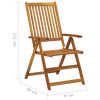 Folding Patio Chairs 3 pcs with Cushions Solid Acacia Wood