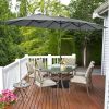 15 Feet Double-Sided Twin Patio Umbrella with Crank and Base