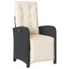 Reclining Patio Chairs 2 pcs with Footrest Black Poly Rattan