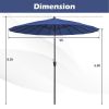 9 Feet Round Patio Umbrella with 18 Fiberglass Ribs