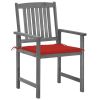 Patio Chairs with Cushions 4 pcs Gray Solid Acacia Wood